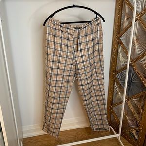 Nasty Gal Beige Checked Pants